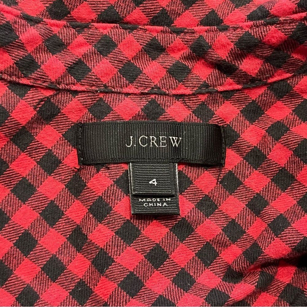 J. Crew Red & Black Buffalo Plaid Flannel Button Up Long Sleeve Shirt Size 4 - Picture 9 of 11